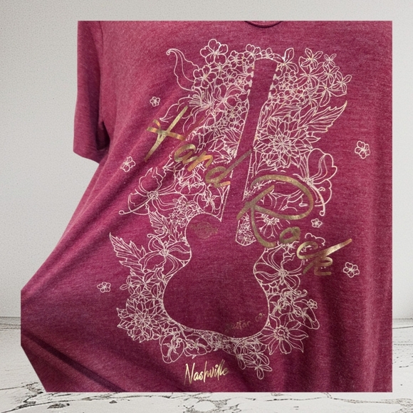 Hard Rock Cafe Nashville Maroon Graphic Tee Size L - Picture 4 of 7
